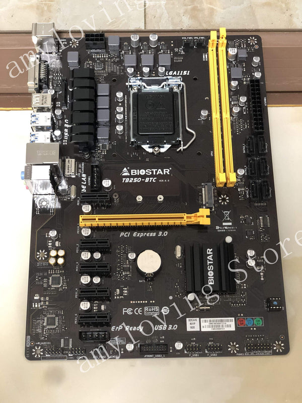 Planet Gates Mining Motherboard for BIOSTAR TB250-BTC 6PCIE GPU cards B250 LGA 1151 DDR4 TB250 ATX BTC 6 cards mainboard