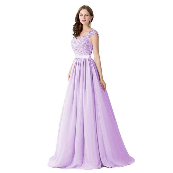 Planet Gates mint green / 16W New Long Evening Dresses Gray Chiffon A Line Beaded Lace Bodice Elegant See Through Back Vestido De Fiesta