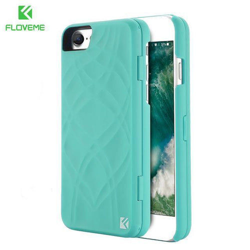 Planet Gates Mint Green / For iPhone 6 6s FLOVEME Mirror Case For iPhone 6 6s 7 Plus XS MAX XR Wallet+Card Slot Cover Makeup Phone Cases For Apple iPhone 8 X 7 Plus Coque