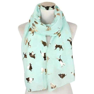 Planet Gates Mint Green New Design Fashion Shiny Pink Grey Navy Color Foil Gold Metallic Cat Scarf Wrap Shawl Foulard Ladies Mother Gifts