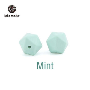 Planet Gates Mint Let's Make 10pc 14mm Silicone Beads Hexagon Bpa Free Silicone Teether Diy Teething Toy Baby Chewable Accessories Baby Teether