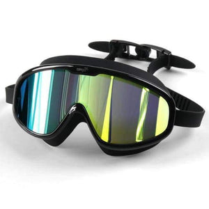 Planet Gates Mirror Black Gold / China Swimming Goggles  Whole Shaped Lens Comfortable Silicone Large Frame Swimming Glasses for Men Women Adult
