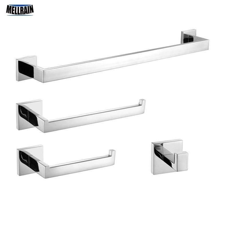 Planet Gates Mirror Polished Stainless Steel Bathroom Accessories Kit. Quality Chrome Towel Rack Towel Bar Paper Holder Robe Hook (4 pieces suit)