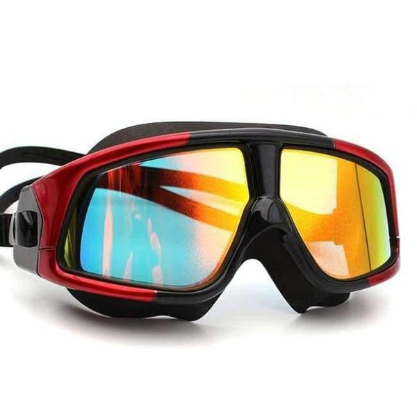 Planet Gates Mirror Red Black / China Swimming Goggles Comfortable Silicone Large Frame Swim Glasses Anti-Fog UV Men Women Swim Mask Waterproof
