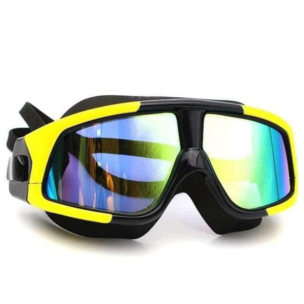 Planet Gates Mirror Yellow Black / China Swimming Goggles Comfortable Silicone Large Frame Swim Glasses Anti-Fog UV Men Women Swim Mask Waterproof