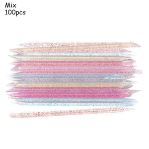 Planet Gates Mix 100Pcs 25/50/100Pcs Reusable Crystal Stick Double End Nail Art Cuticle Pusher Cuticle Remover Tool Pedicure Care Nails Manicures Tools