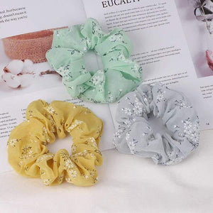3PCS Summer Floral Hairband Women Scrunchies Ponytail Holder Hair Rope Ties Girl Chiffon Elastic Hair Bands For Accessories