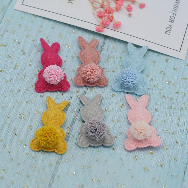 Planet Gates Mix color 24pcs/lot 2.8*5cm Felt Rabbit Pads Patches Appliques For Craft Clothes Sewing Supplies DIY Hair Clip Accessories