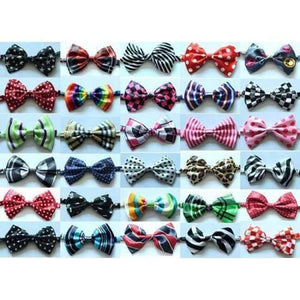 Planet Gates mix colour 100pcs Pet bowties Solid Adjustable Pet dog Cat Wedding Accessories Pet Neckties Ties  Dog Holiday Products Christmas Supplies