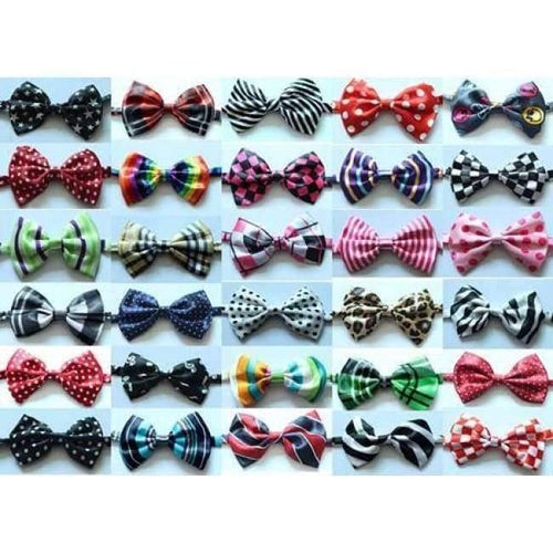 Planet Gates mix colour 100pcs Pet bowties Solid Adjustable Pet dog Cat Wedding Accessories Pet Neckties Ties  Dog Holiday Products Christmas Supplies