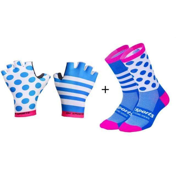 Planet Gates Mix01 / L Stylish Cycling Gloves Half Finger Men Women Sports Shockproof Bike Gloves GEL Racing Bicycle Gloves with Cycling Socks Cap Set