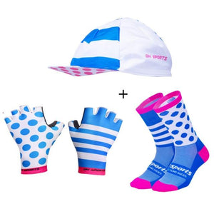 Planet Gates Mix011 / L Stylish Cycling Gloves Half Finger Men Women Sports Shockproof Bike Gloves GEL Racing Bicycle Gloves with Cycling Socks Cap Set