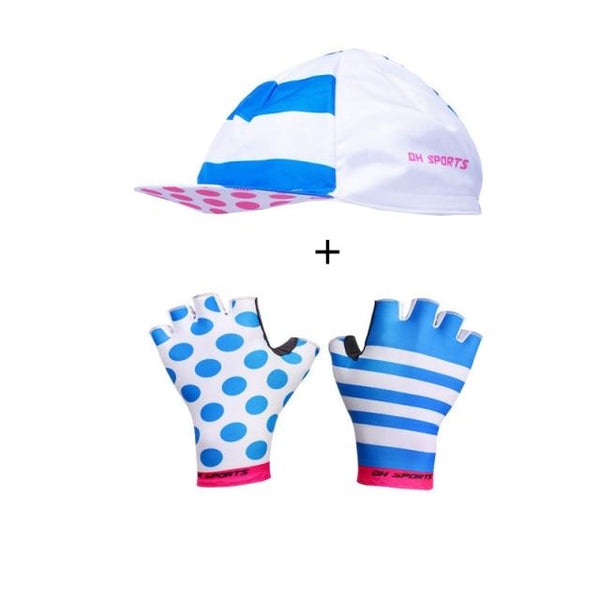 Planet Gates Mix012 / L Stylish Cycling Gloves Half Finger Men Women Sports Shockproof Bike Gloves GEL Racing Bicycle Gloves with Cycling Socks Cap Set