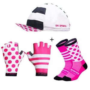Planet Gates Mix031 / L Stylish Cycling Gloves Half Finger Men Women Sports Shockproof Bike Gloves GEL Racing Bicycle Gloves with Cycling Socks Cap Set