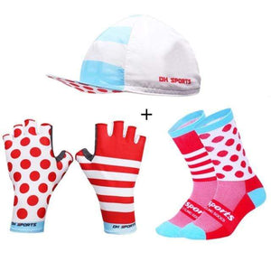 Planet Gates Mix041 / M Stylish Cycling Gloves Half Finger Men Women Sports Shockproof Bike Gloves GEL Racing Bicycle Gloves with Cycling Socks Cap Set