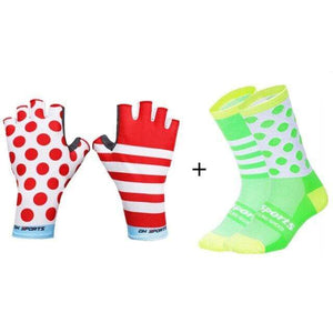 Planet Gates Mix05 / M Stylish Cycling Gloves Half Finger Men Women Sports Shockproof Bike Gloves GEL Racing Bicycle Gloves with Cycling Socks Cap Set