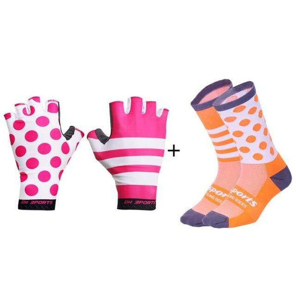 Planet Gates Mix06 / M Stylish Cycling Gloves Half Finger Men Women Sports Shockproof Bike Gloves GEL Racing Bicycle Gloves with Cycling Socks Cap Set