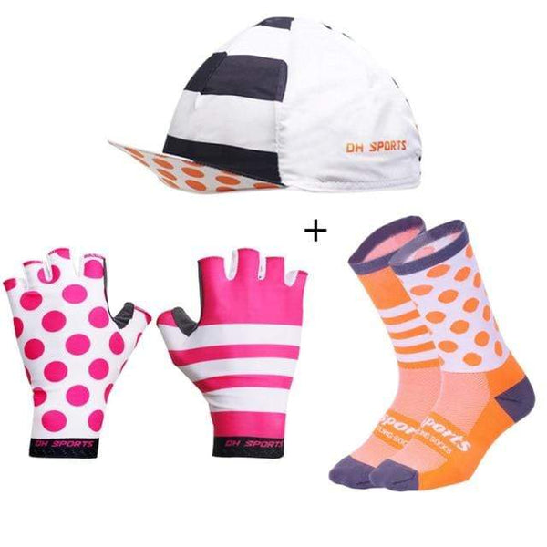 Planet Gates Mix061 / M Stylish Cycling Gloves Half Finger Men Women Sports Shockproof Bike Gloves GEL Racing Bicycle Gloves with Cycling Socks Cap Set