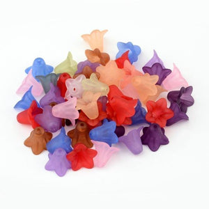 Planet Gates Mixed color 50pcs Frosted Transparent Acrylic Flower Beads for Earrings Necklaces Bracelets jewelry Making DIY White Red 16x12mm hole: 1.5mm