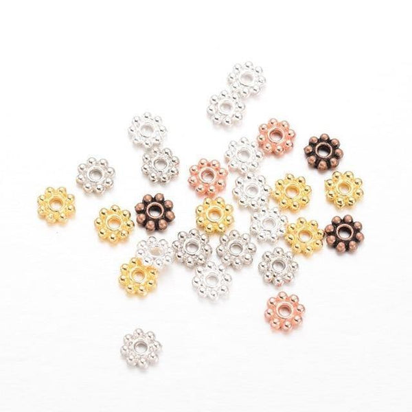Planet Gates Mixed Color / 5mm 300pc/bag Daisy Flower Spacer Beads Alloy Metal Bead Findings For DIY Jewelry Bracelets Necklaces Making Mixed Color Wholesale