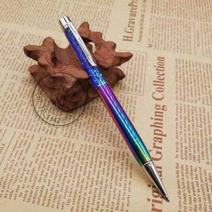 Planet Gates Mixed Color 5pcs Metal Copper Ballpoint Pen Luxury Brass Gold Foil Drill Ball Pen Sliver Penalty Office School Pencil Writing Supplies 1.0mm