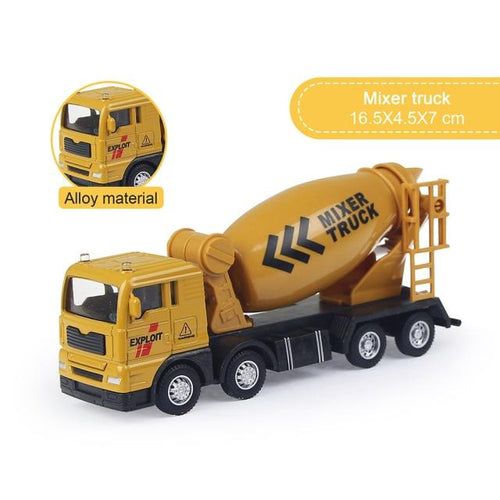 Planet Gates Mixer truck Alloy Engineering Vehicle Dump Truck Excavator Assembly Diecast Model Simulation Construction Cars Toys for Boys Children Gifts