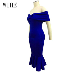 Planet Gates MIXI Vestidos 2018 Elegant Party Dress Women Blue Red Black Bow Cape Off Shoulder Mermaid Dress Vintage Ruffles Bodycon Dresses