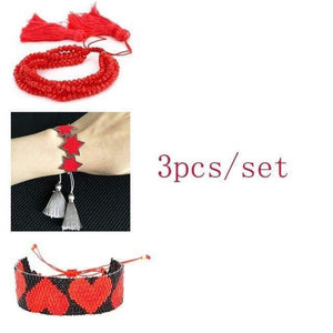 Planet Gates MIYUKI-110 Star Charm Tassel Jewelry Miyuki Bracelet for Women Delica Bead with Red Heart Pulseras Men moda mujer