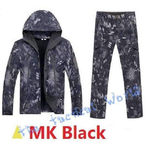 Planet Gates MK Black / S Military Softshell Jacket Pants Windbreaker Waterproof Hoodie Clothes Hunting Camo Suit Coat