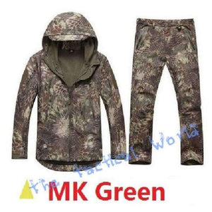 Planet Gates MK Green / S Military Softshell Jacket Pants Windbreaker Waterproof Hoodie Clothes Hunting Camo Suit Coat