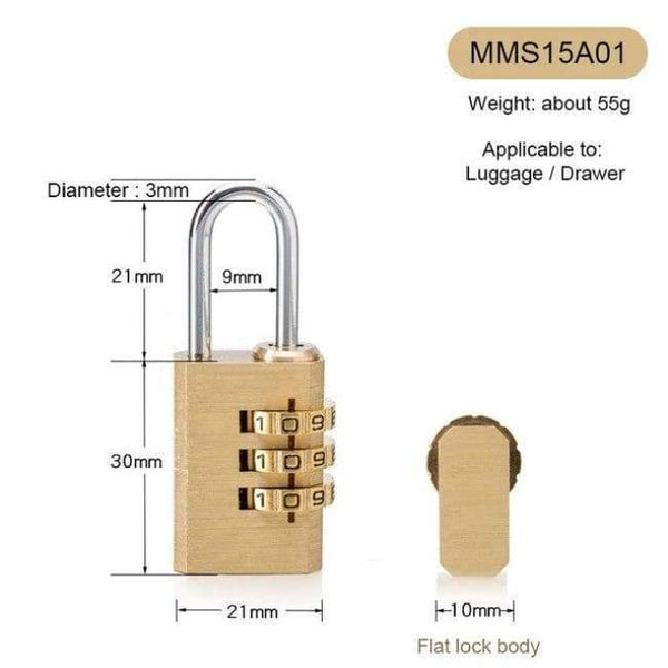 Planet Gates MMS15A01 New Lock High Quality Solid Copper Dial Digit Code Password Combination Padlock Security Travel Safe Locks Furniture Accessories