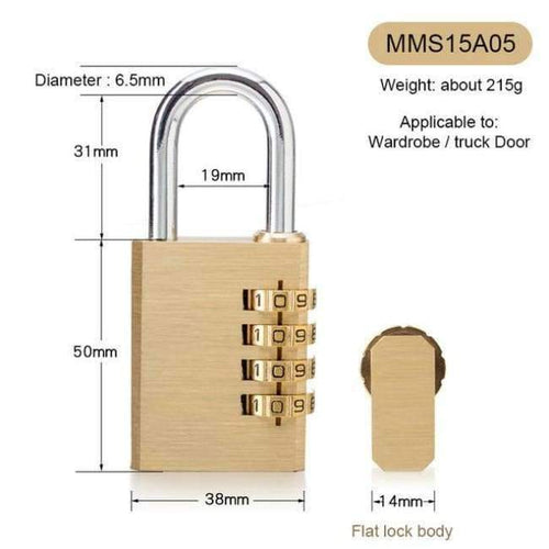 Planet Gates MMS15A05 New Lock High Quality Solid Copper Dial Digit Code Password Combination Padlock Security Travel Safe Locks Furniture Accessories