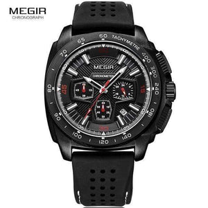 Planet Gates MN2056G-black Mens Chronograph Sport Watches with Quartz Movement Rubber Band Luminous Wristwatch for Man Boys 2056G-1N0