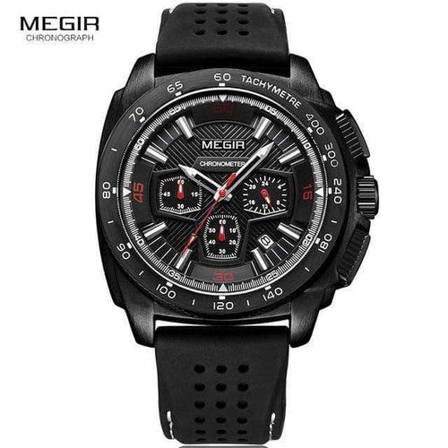 Planet Gates MN2056G-black Mens Chronograph Sport Watches with Quartz Movement Rubber Band Luminous Wristwatch for Man Boys 2056G-1N0