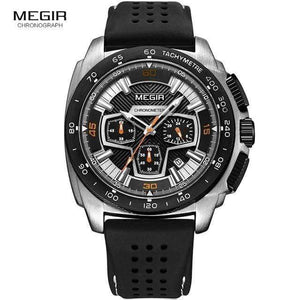 Planet Gates MN2056G-white Mens Chronograph Sport Watches with Quartz Movement Rubber Band Luminous Wristwatch for Man Boys 2056G-1N0