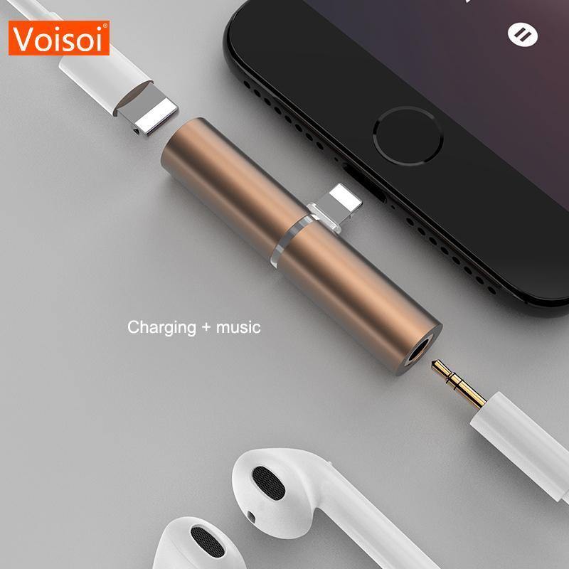 Planet Gates Mobile Phone Adapter Cable Audio Charging Adapter For 7 8 plus iphone X Xs Max Xr USB IOS 2 in 1 earphone plug alloy Connector