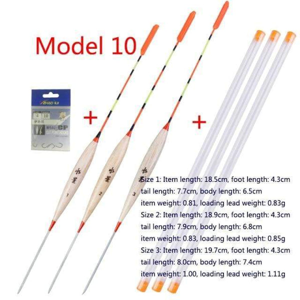 Planet Gates Model 10 3pcs/lot Shallow Water Fishing Floats Balsa Bobber+3pcs float tubes+1 Bag Fishing hooks Fresh Water Buoy Fishing Tackles Tools