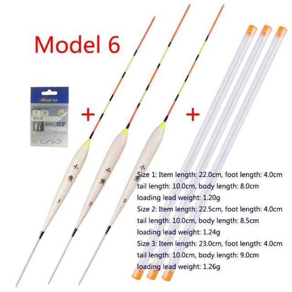Planet Gates Model 6 3pcs/lot Shallow Water Fishing Floats Balsa Bobber+3pcs float tubes+1 Bag Fishing hooks Fresh Water Buoy Fishing Tackles Tools