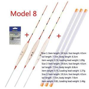 Planet Gates Model 8 3pcs/lot Shallow Water Fishing Floats Balsa Bobber+3pcs float tubes+1 Bag Fishing hooks Fresh Water Buoy Fishing Tackles Tools