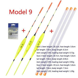 Planet Gates Model 9 3pcs/lot Shallow Water Fishing Floats Balsa Bobber+3pcs float tubes+1 Bag Fishing hooks Fresh Water Buoy Fishing Tackles Tools