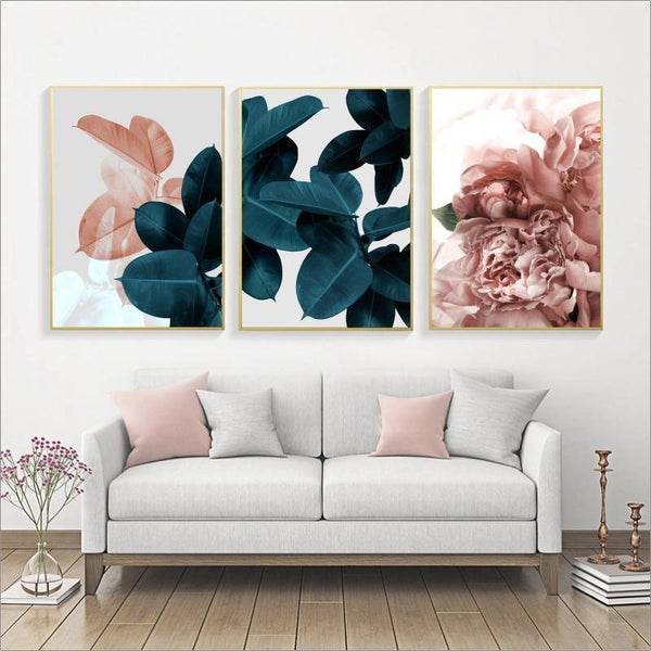 Planet Gates Modern Abstract Pink Flower Green Plants Poster Print Canvas Painting Pictures Home Wall Art Decoration Can Be Customized