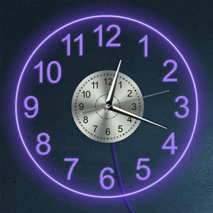Modern Acrylic Wall Clock With LED Backlight Bedroom Bedside Night Lamp Wall Clock Glow In Dark Multi Colors LED Lighting Decor
