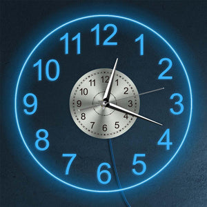 Modern Acrylic Wall Clock With LED Backlight Bedroom Bedside Night Lamp Wall Clock Glow In Dark Multi Colors LED Lighting Decor