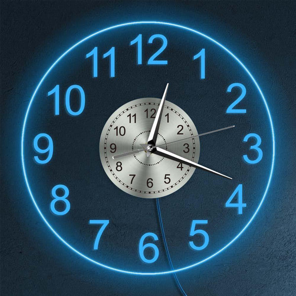 Modern Acrylic Wall Clock With LED Backlight Bedroom Bedside Night Lamp Wall Clock Glow In Dark Multi Colors LED Lighting Decor