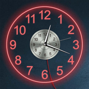 Modern Acrylic Wall Clock With LED Backlight Bedroom Bedside Night Lamp Wall Clock Glow In Dark Multi Colors LED Lighting Decor