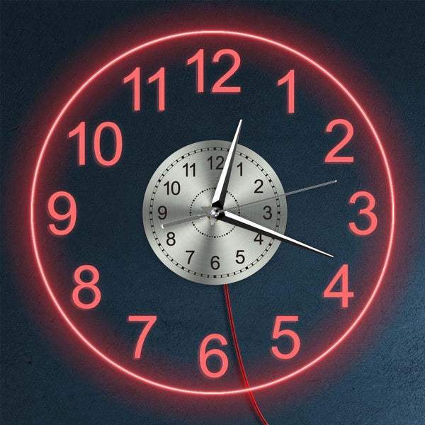 Modern Acrylic Wall Clock With LED Backlight Bedroom Bedside Night Lamp Wall Clock Glow In Dark Multi Colors LED Lighting Decor