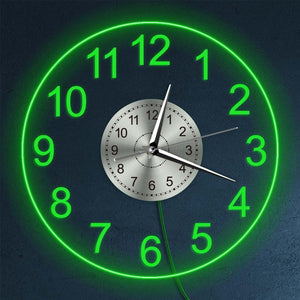 Modern Acrylic Wall Clock With LED Backlight Bedroom Bedside Night Lamp Wall Clock Glow In Dark Multi Colors LED Lighting Decor