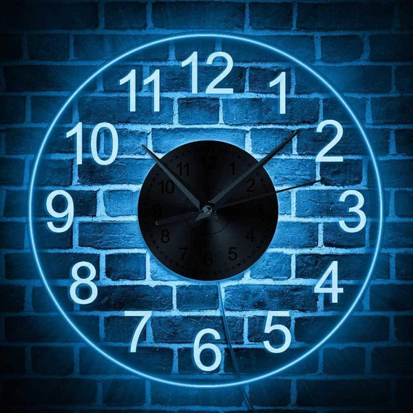 Modern Acrylic Wall Clock With LED Backlight Bedroom Bedside Night Lamp Wall Clock Glow In Dark Multi Colors LED Lighting Decor