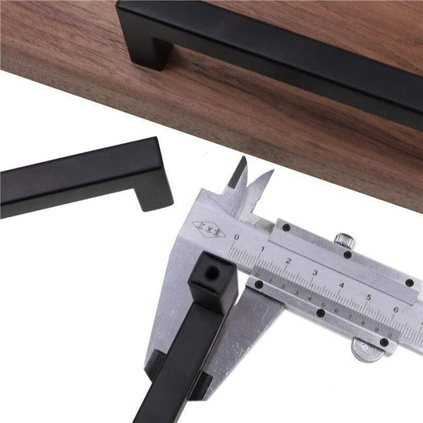 Modern Black Cabinet Handle Square Furniture Hardware Stainless Steel Kitchen Door Knobs Cupboard Wardrobe Drawer Pulls