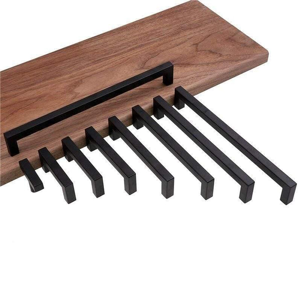 Modern Black Cabinet Handle Square Furniture Hardware Stainless Steel Kitchen Door Knobs Cupboard Wardrobe Drawer Pulls